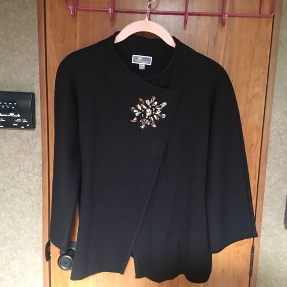 NWOT. JM Collection Women’s Size Small Petite Black Sweater Knit Jacket - Picture 2 of 9